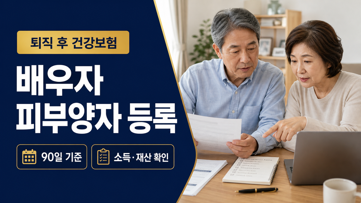 퇴직 후 배우자 건강보험 피부양자 등록, 90일과 소득·재산 기준