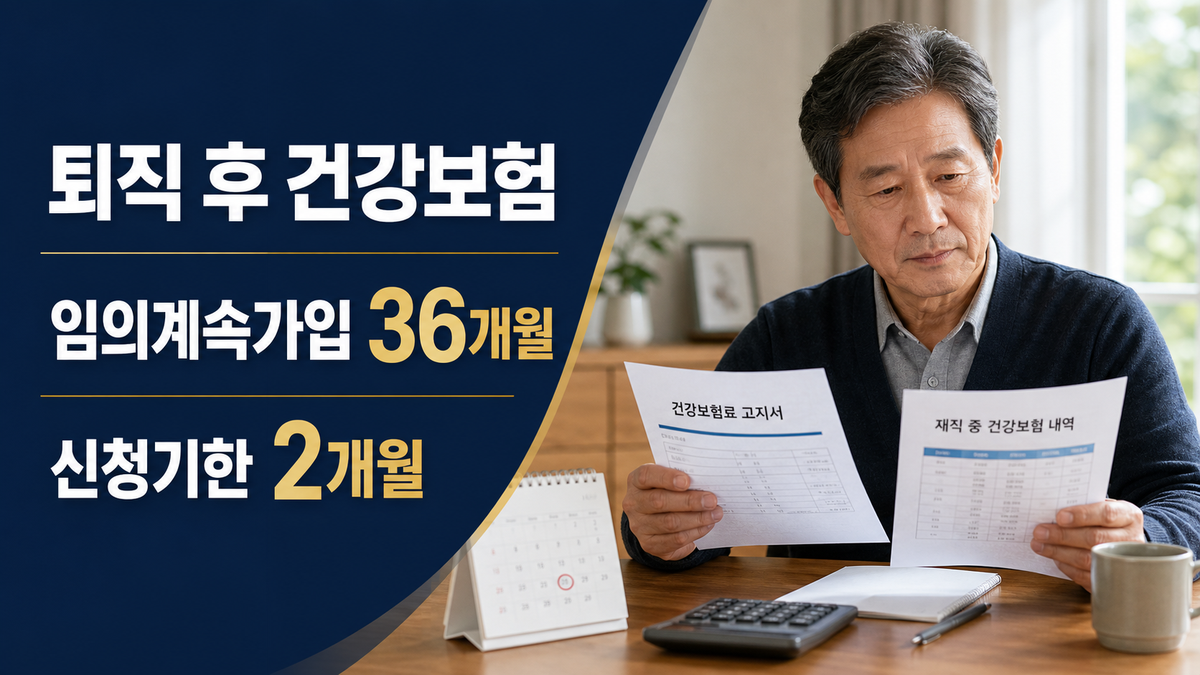 퇴직 후 건강보험 임의계속가입 36개월과 신청기한 2개월