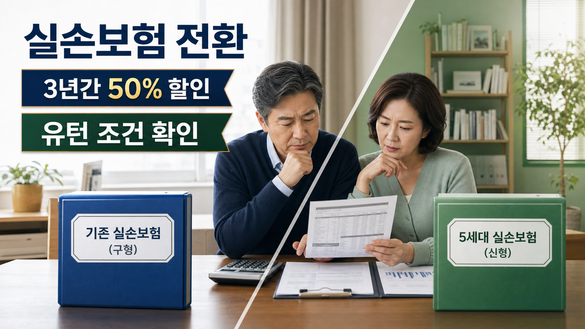 실손보험 1·2세대에서 5세대 전환과 3년간 50% 할인