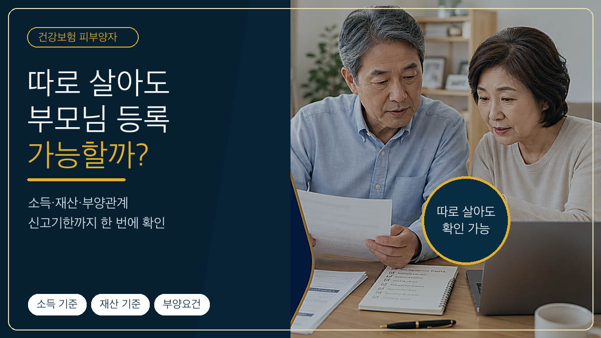부모님 건강보험 피부양자 등록, 따로 살아도 가능할까? 소득·재산·부양요건 확인법