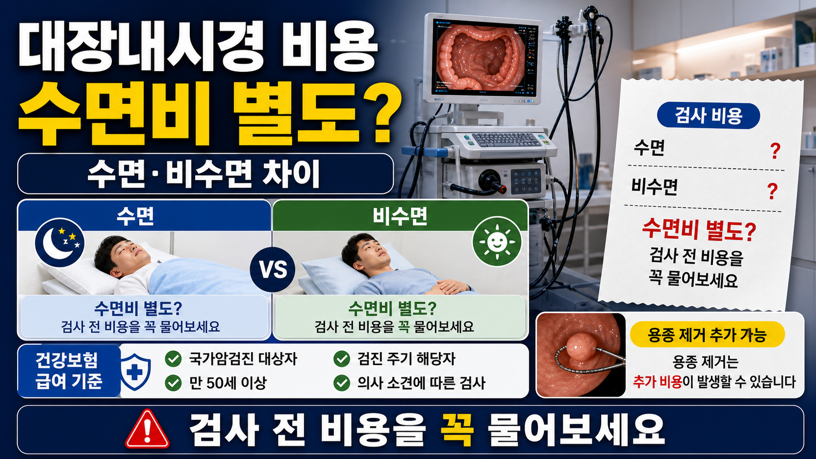 대장내시경 검사비, 수면·비수면 가격 차이와 급여 기준 썸네일