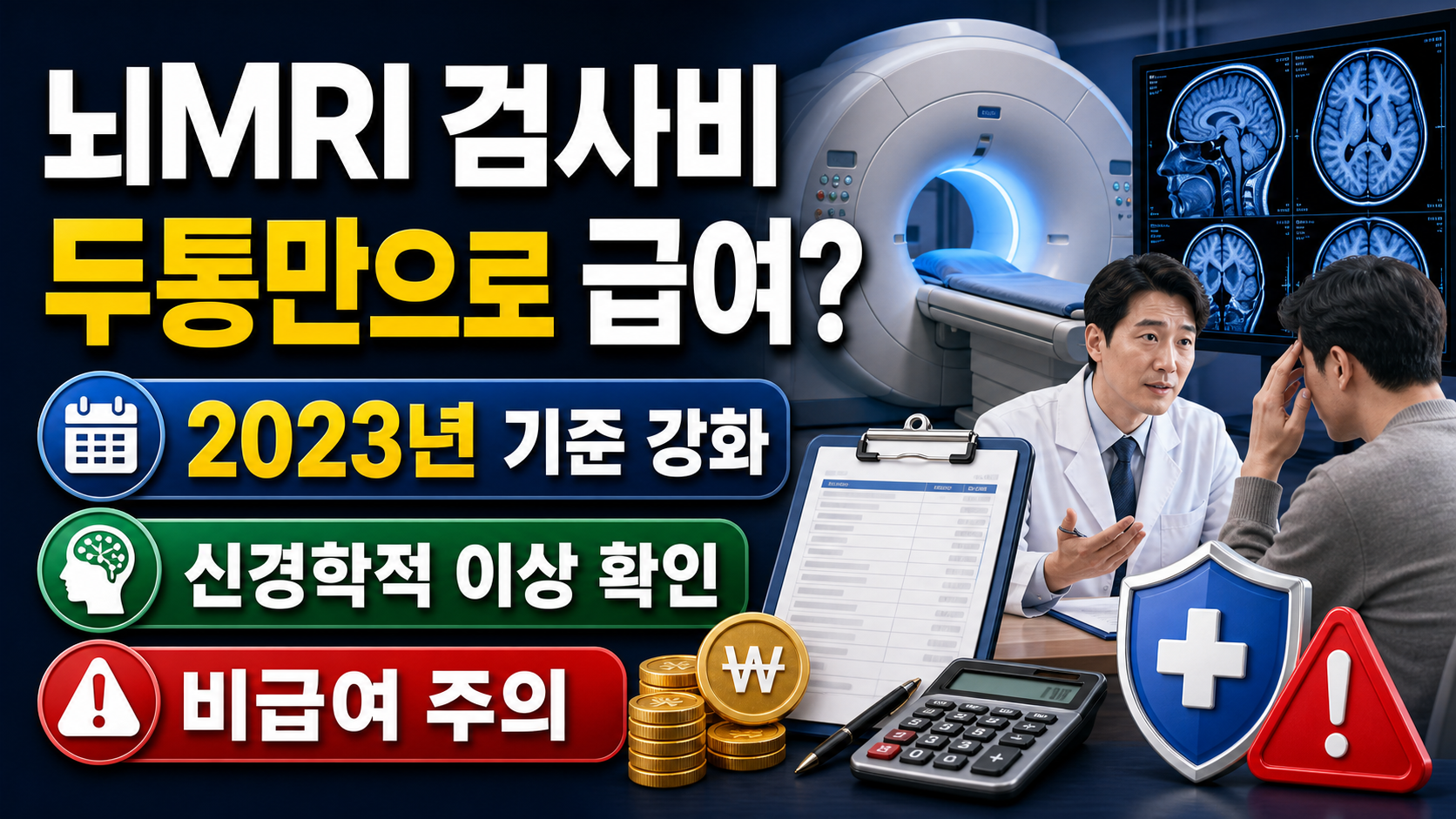 뇌MRI 검사비, 두통만으로 급여 인정될까