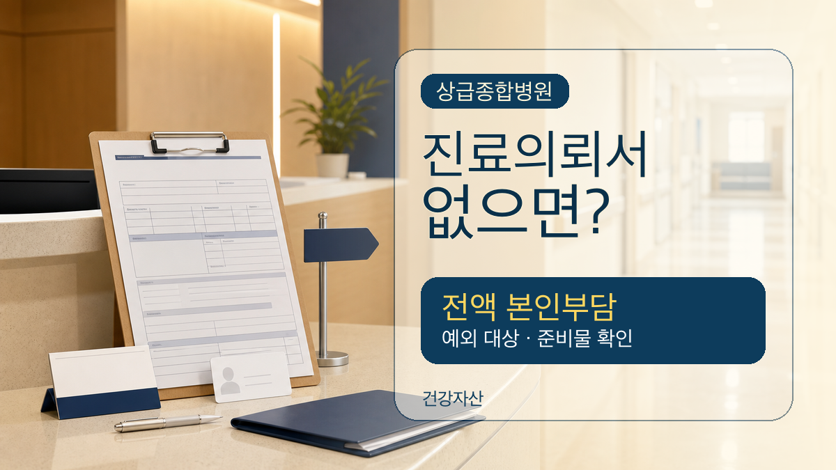 상급종합병원 진료의뢰서 없을 때 전액 본인부담과 예외 대상 준비물 안내