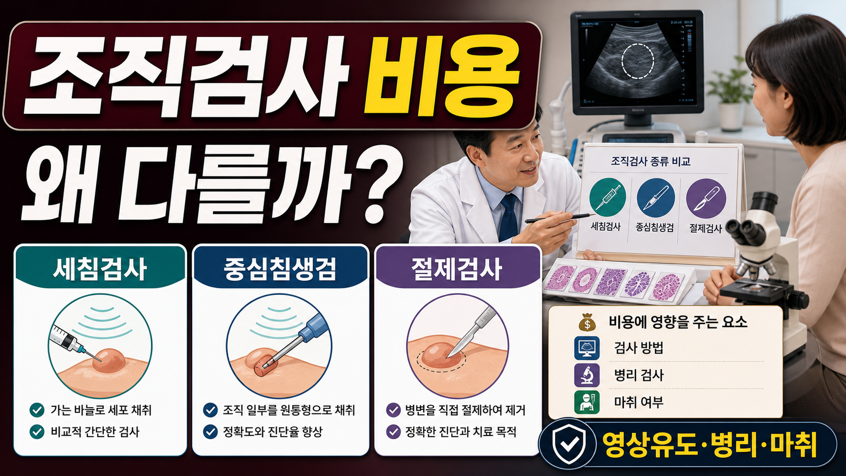 조직검사 종류별 비용, 세침검사와 절제검사 차이