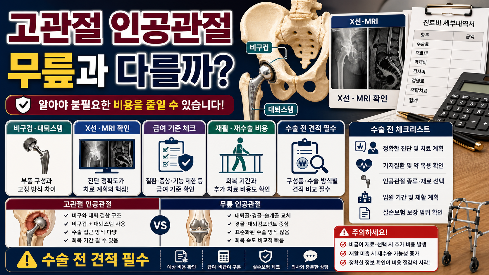 고관절 인공관절 수술비, 무릎과 급여 기준이 같을까
