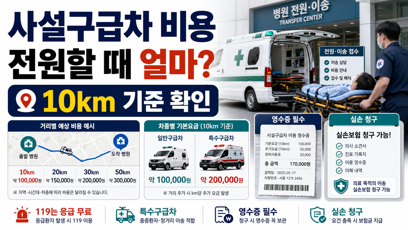 사설구급차 비용, 병원 전원할 때 거리별 요금과 실손 청구 가능성