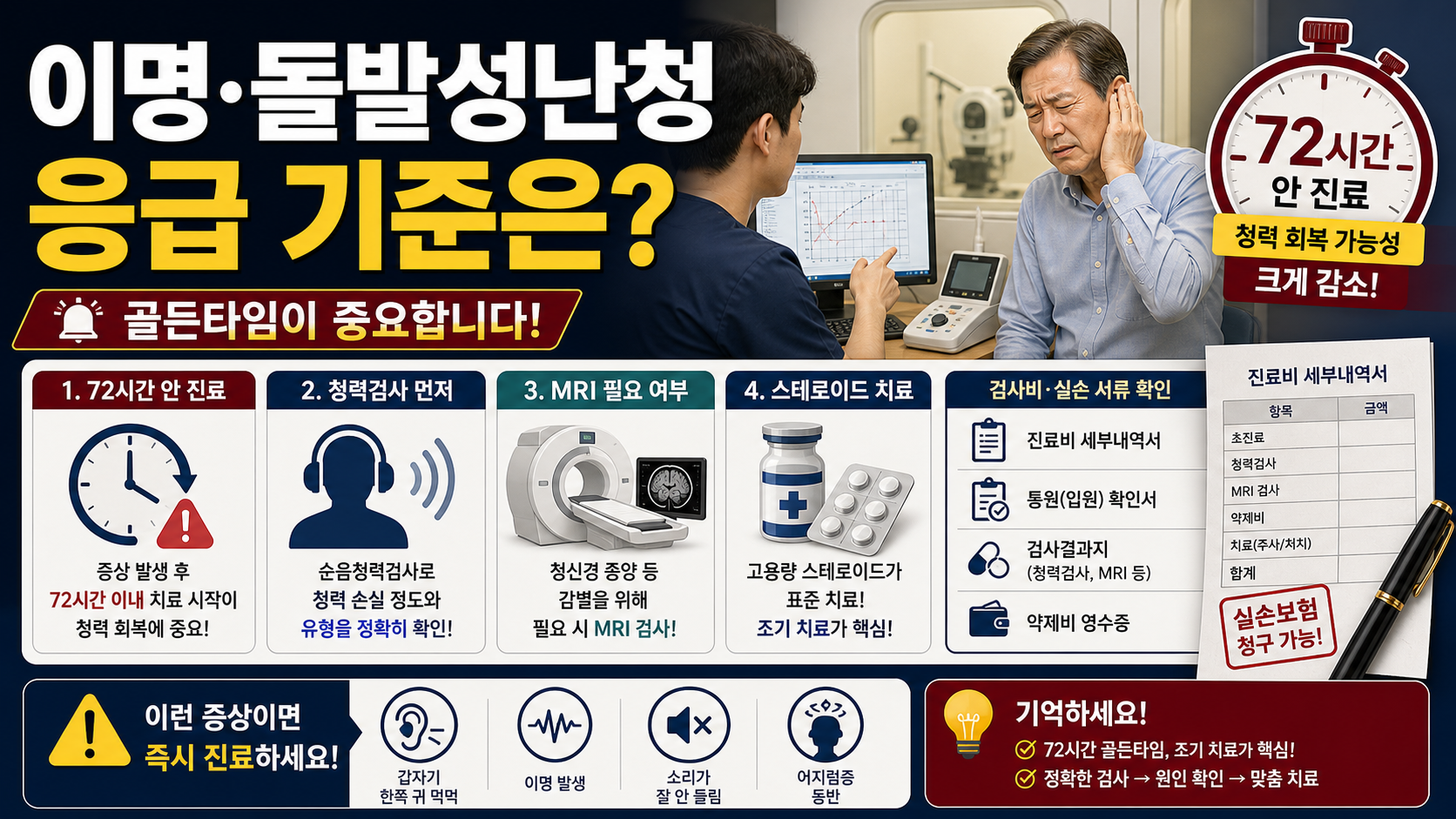 이명·돌발성난청 검사비, 응급으로 봐야 하는 기준