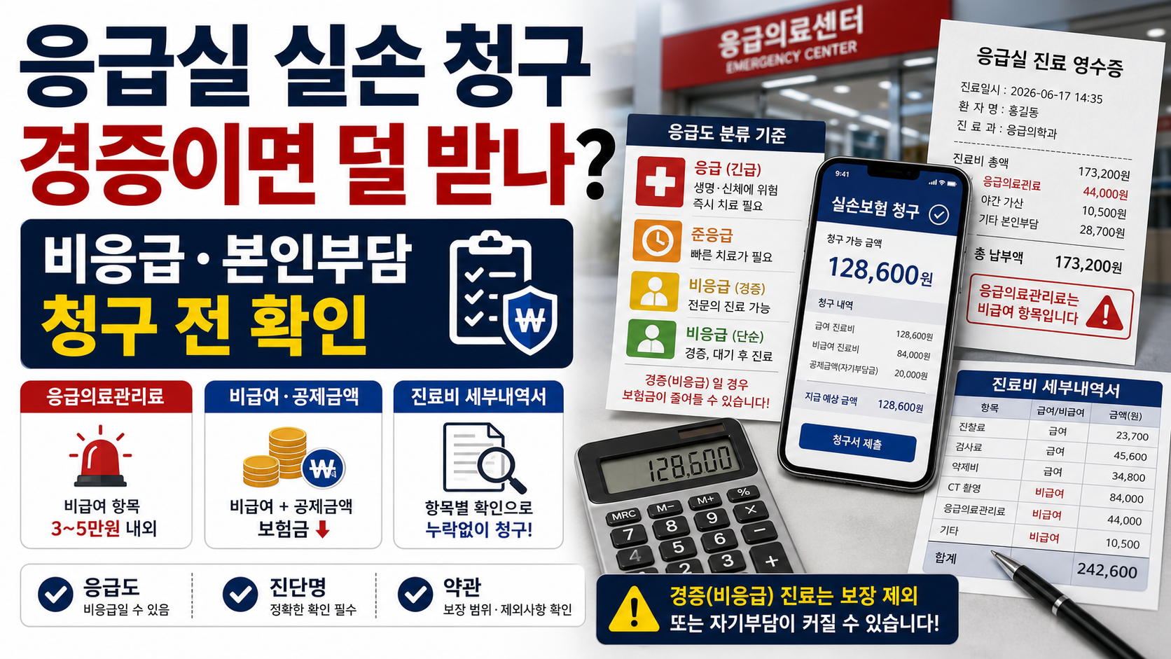 응급실 실손보험 청구와 경증 비응급 본인부담 차이를 설명한 썸네일