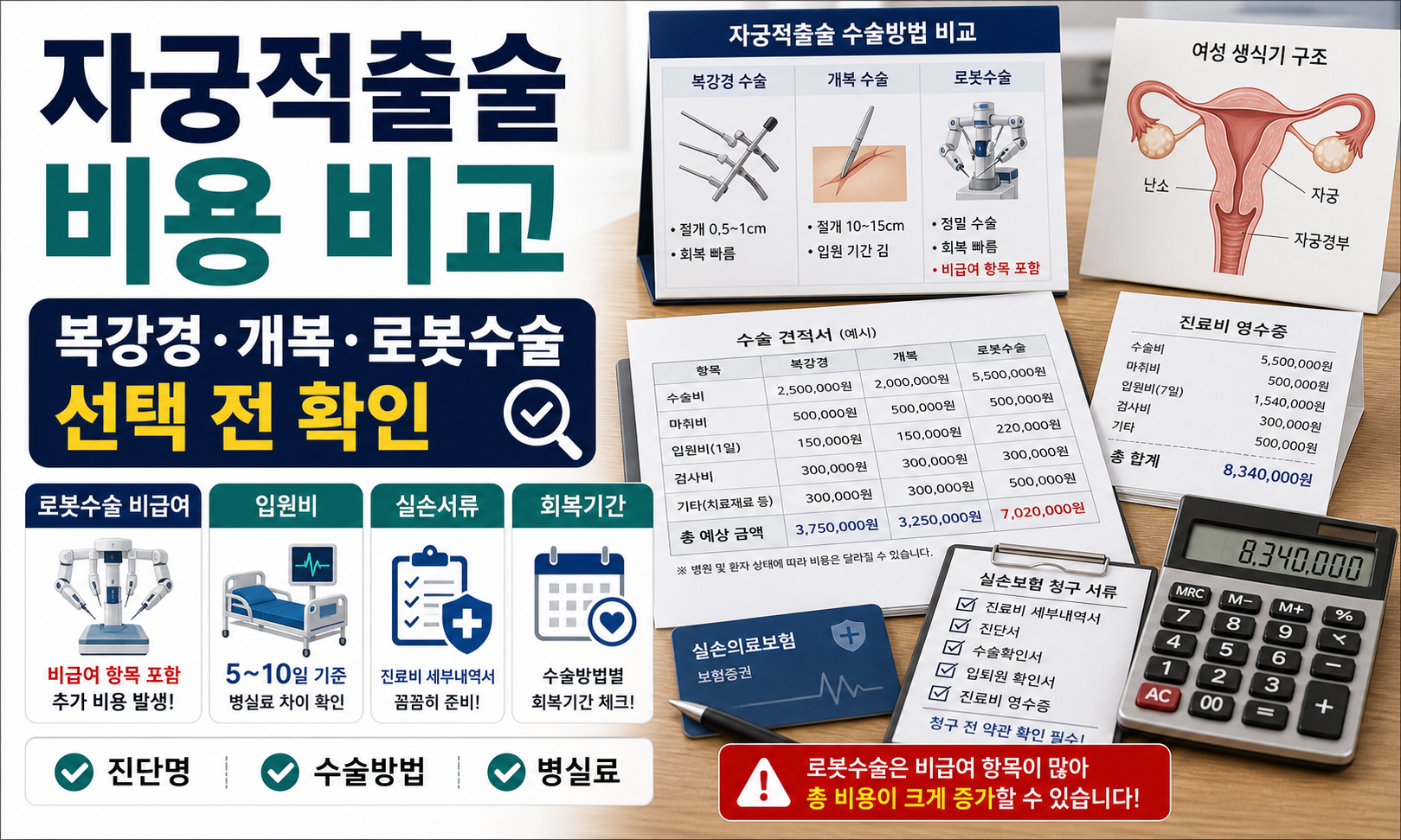 자궁적출술 수술방법별 비용, 로봇수술 선택 전 확인할 것