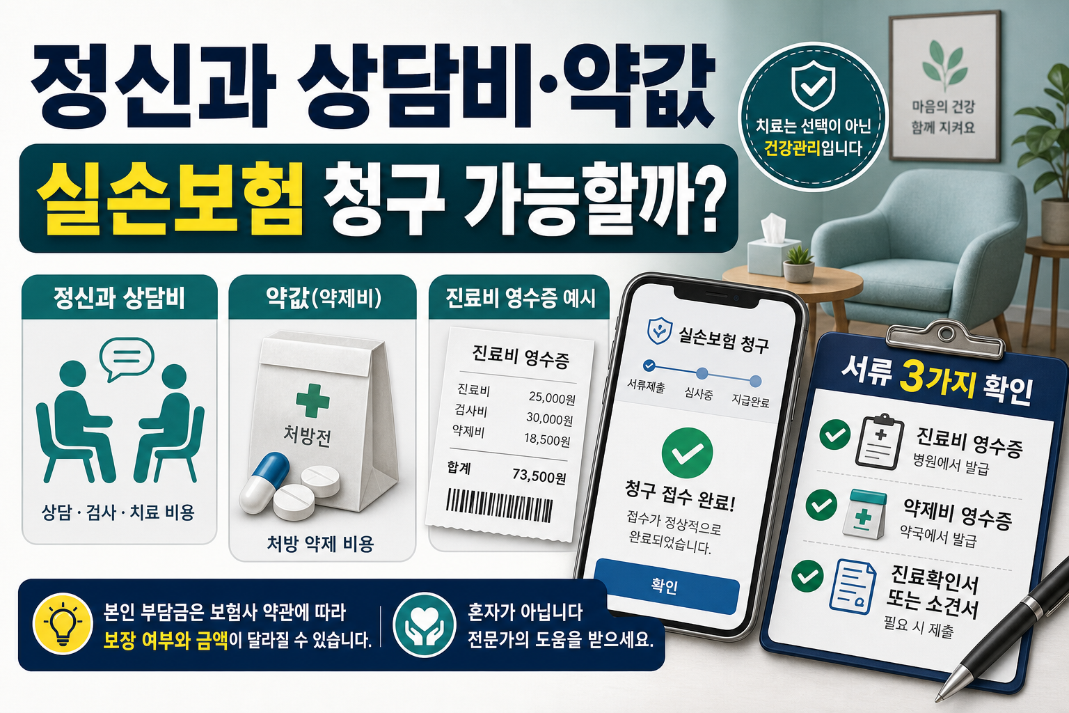 정신과 상담비와 약값, 실손보험 청구 가능한 경우