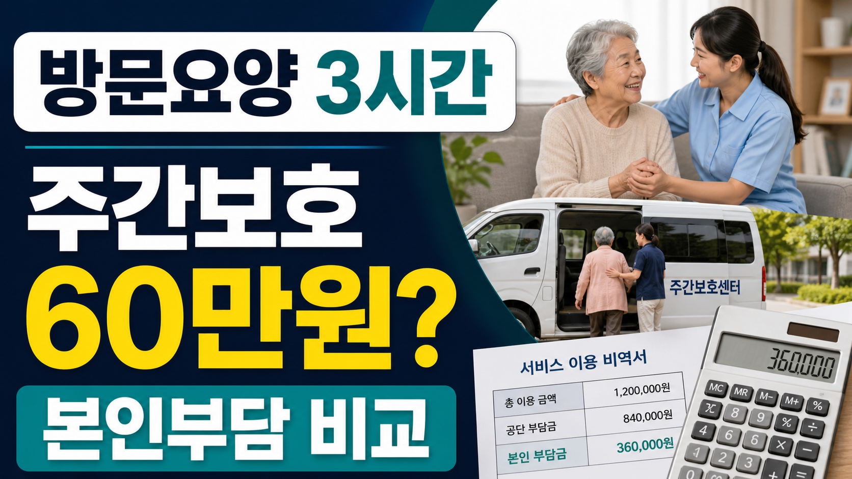 방문요양 3시간 주간보호 60만원 본인부담 비교 썸네일