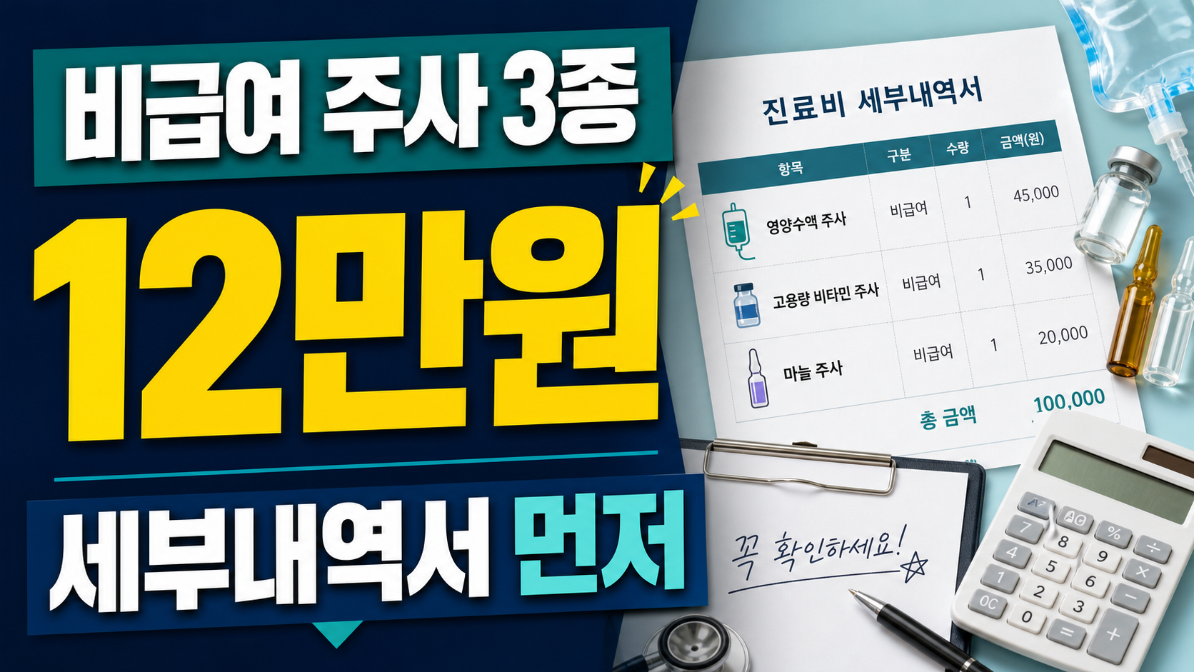 비급여 주사 여러 개 맞았을 때 세부내역서에서 볼 항목