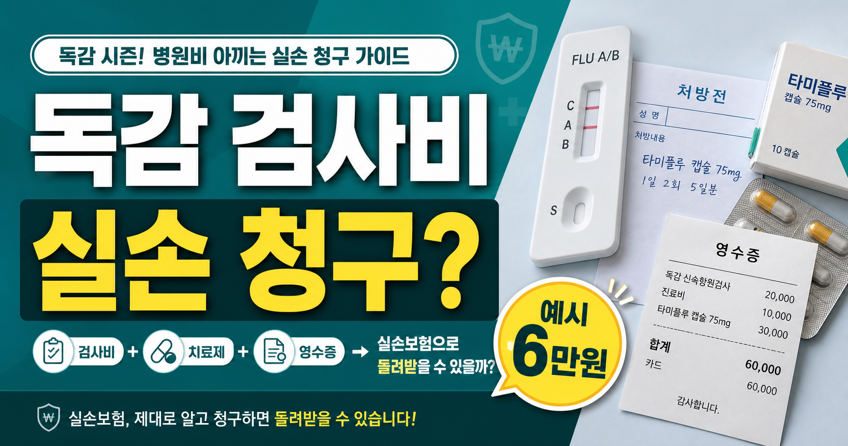 독감 검사비 6만원, 실손보험 청구 가능한 경우