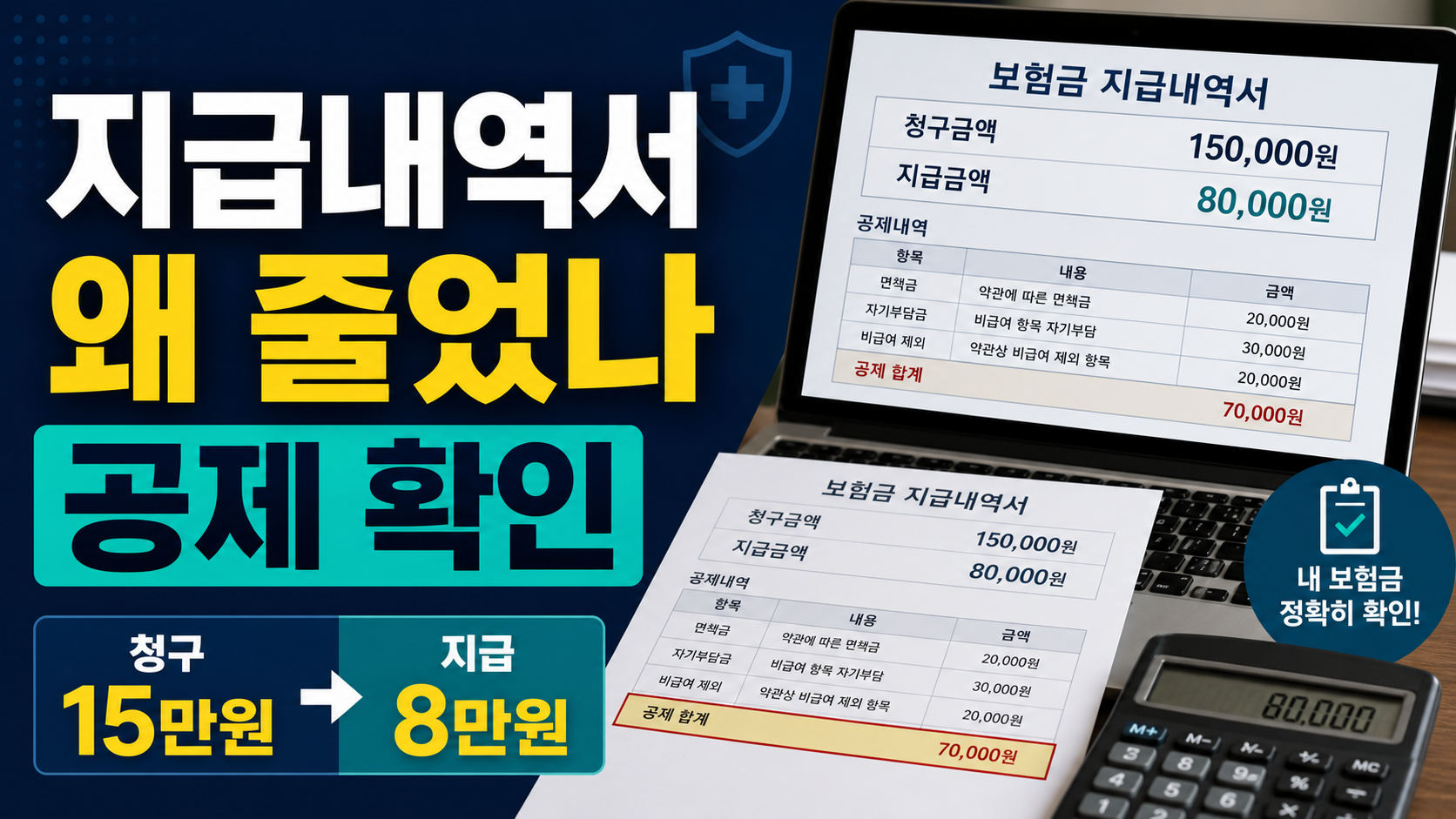 실손보험 지급내역서 읽는 법, 청구 15만원이 8만원 된 이유