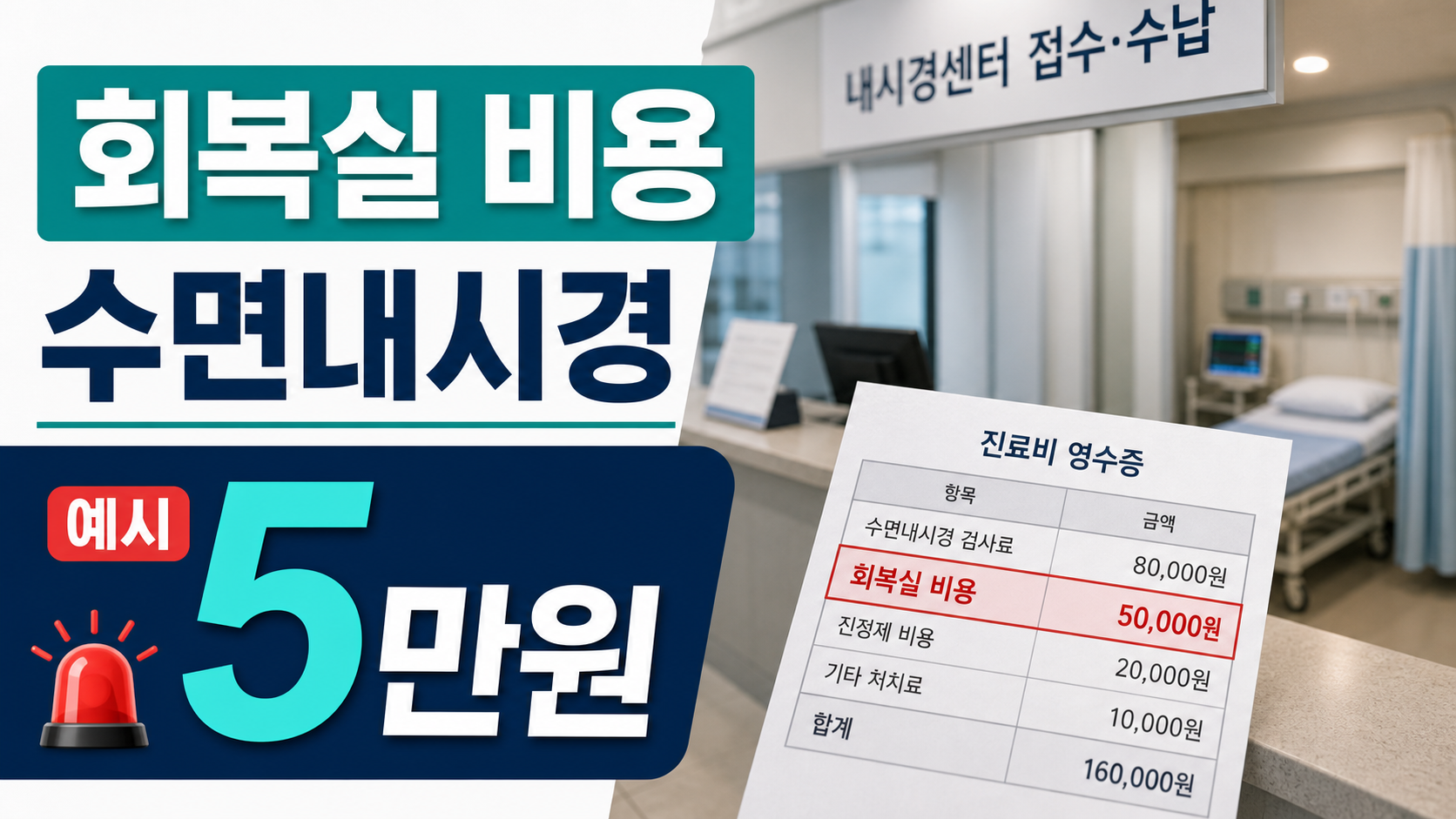 수면내시경 회복실 비용 5만원, 실손보험에서 보는 기준