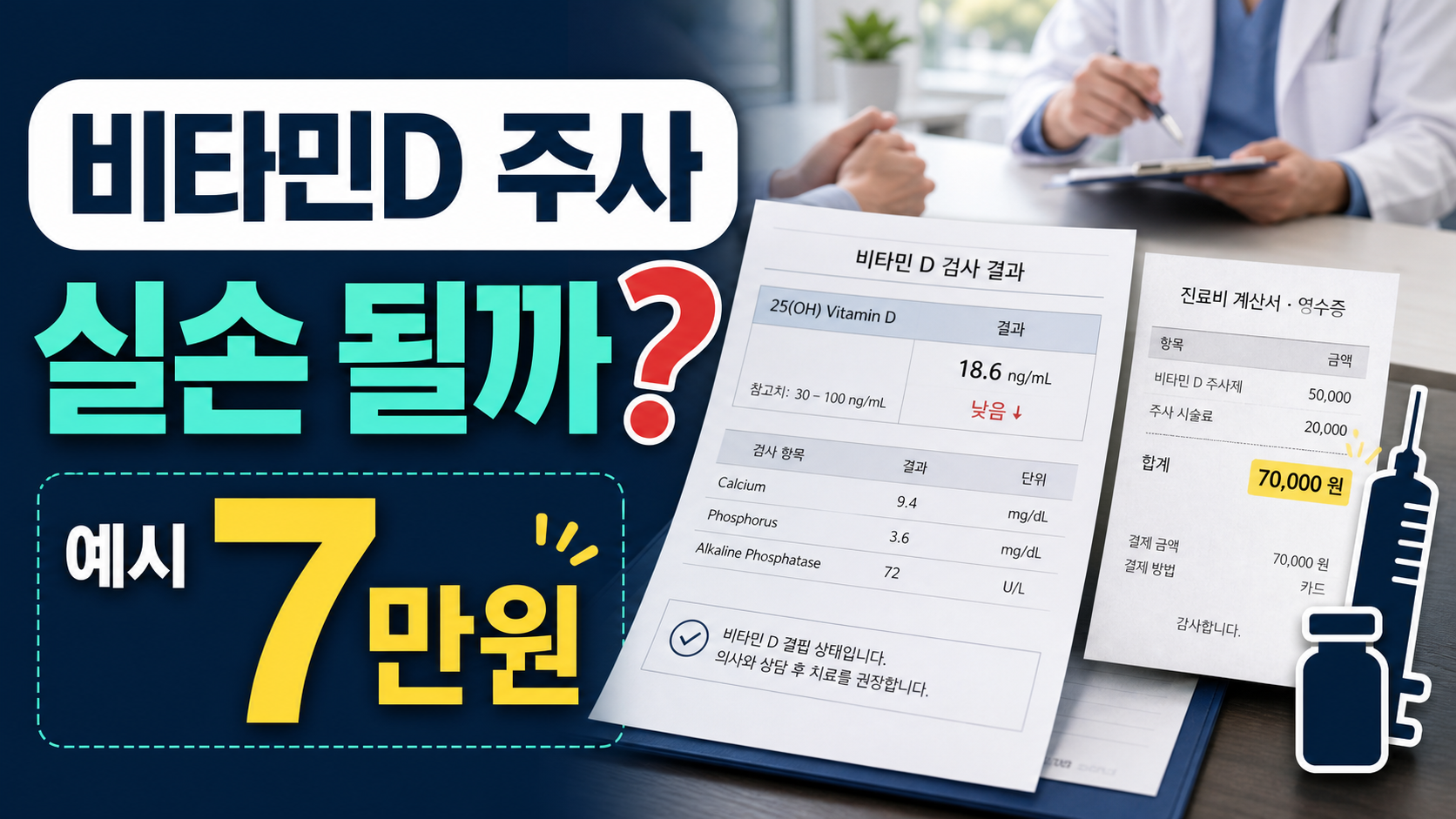 비타민D 검사와 주사 7만원, 실손보험 청구 가능할까