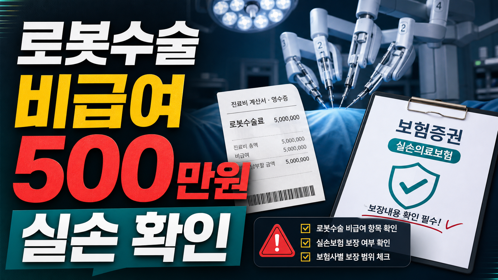 로봇수술 선택 전, 비급여 500만원을 실손에서 볼 때