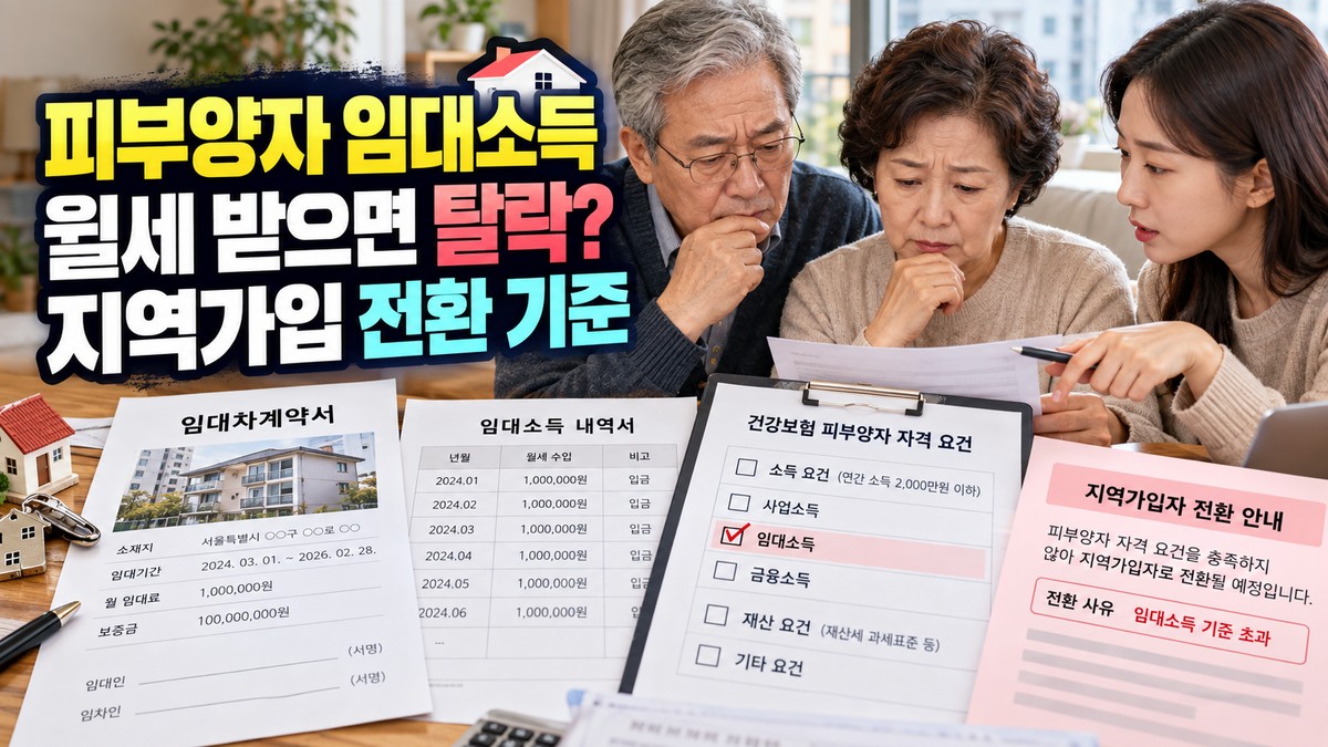피부양자에서 탈락하는 임대소득 기준, 월세 받는 부모님은 언제 지역가입자가 될까?