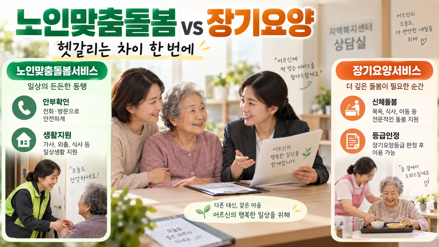 노인맞춤돌봄서비스와 장기요양서비스는 어떻게 다를까?